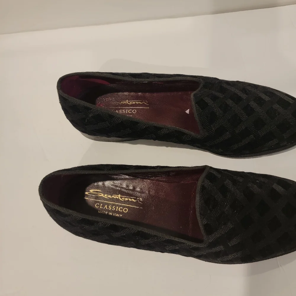 Santoni Tuxedo Black Velvet Loafers Santoni Mens size 9.5 italy dress slip on